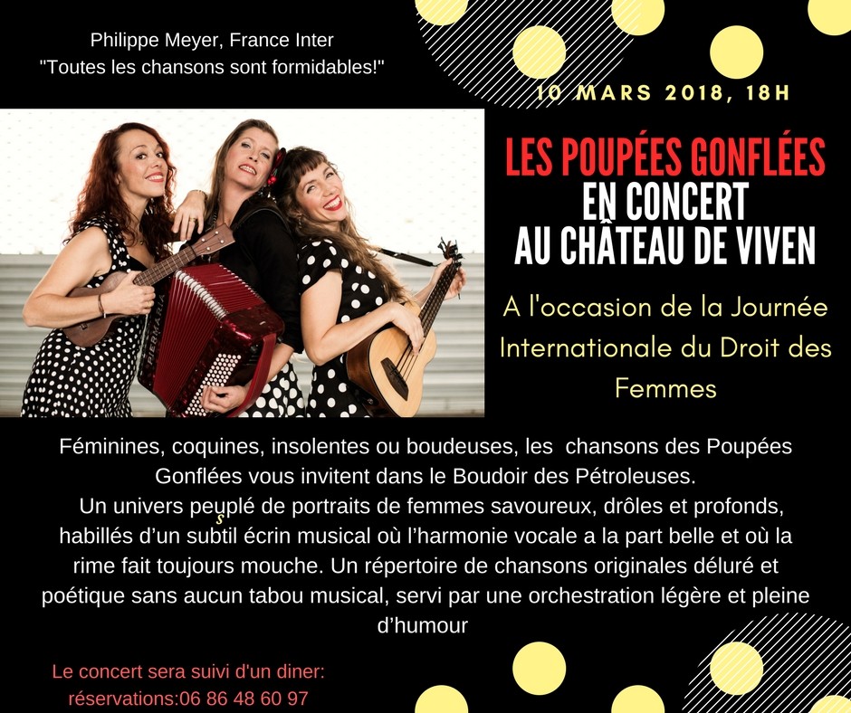 Concert "Les poupées gonflées" le 10 mars à 18 heures-Théâtre du château de Viven(64450)