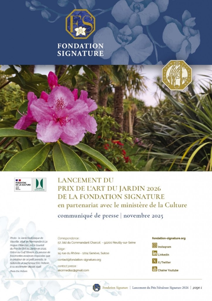 APPEL A CANDIDATURE - 7e PRIX ART DU JARDIN 2026 - FONDATION SIGNATURE